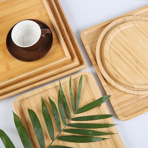 Japanese Style Rectangular Bamboo Serving <b>Tray</b> Set Natural Wood For Barbecue Bread <b>Dinner</b> Commercial Use Customizable Logo - Product Image 3