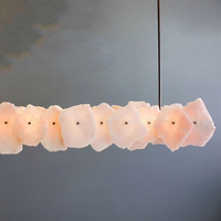 Lustre Linéaire Américain Antique en Quartz, Suspension de Luxe en Cristal et Pierre pour Salle à Manger, Îlot de Cuisine, Villa, Hôtel, Bar, Comptoir
