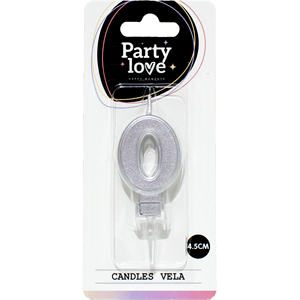 Vela Plateada con el Número 0 para Fiestas, Velas de Cumpleaños de 4.5 cm - Product Image 3