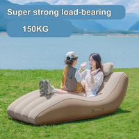 Chaise inclinable à gonflage automatique Canapé paresseux gonflable floqué en PVC Canapé-lit portable d'extérieur avec oreiller