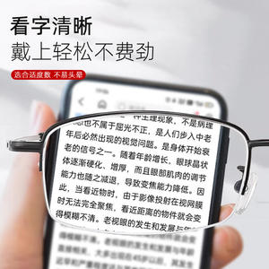 แว่นตาอ่านหนังสือสไตล์เรโทรสำหรับผู้ชายกรอบโลหะผสมไทเทเนียมเลนส์พีซีป้องกันแสงสีฟ้าน้ำหนักเบา S6665 ตานหยาง - Product Image 3