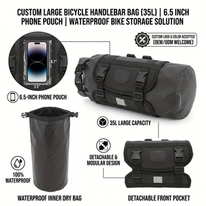 Bolsa Impermeable para Manillar de Bicicleta con Pantalla Táctil Sensible de 6.5 Pulgadas, Almacenamiento de Gran Capacidad Personalizado para Bicicletas de Montaña y Carretera - Product Image 2
