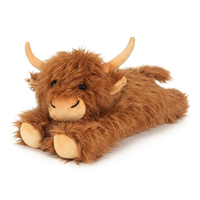 Peluche de vache des Highlands lestée avec sac intérieur amovible rempli de graines de lin naturelles et de lavande, jouet apaisant pour enfants