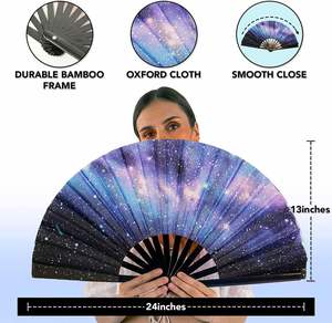 พัดไม้ไผ่ Abanico สำหรับงานปาร์ตี้ งานแสดง พัดมือขนาดใหญ่ - Product Image 5