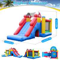 Château gonflable commercial de maison de rebond gonflable de PVC de 100% pour des enfants avec 2 glissières, fosse de boule, mur d'escalade, ventilateur de 1100w