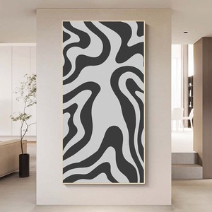 Moderno semplice astratto bianco e nero modello di arte disegno tela decorazione da parete appesa uso interno ed esterno - Product Image 1