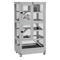 Großer Moderner Holzkäfig für Frettchen, Hamster und Nagetiere mit Treppe und Umweltfreundlichem Design, Kartonverpackt für Innen- und Außenbereich