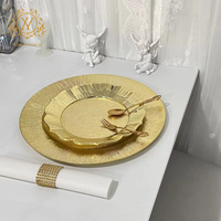 Plat de Service Rond Doré Scintillant Décoratif, Napperon de Table, Assiettes de Présentation Dorées en Plastique de Haute Qualité pour Mariage, Hôtel et Fêtes