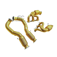 Colectores de escape con aislamiento dorado y tubo de bajada para Porsche Cayman 718 GT4 RS 4.0L, sistema de escape OEM/ODM, mejora de potencia