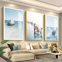 Peinture murale encadrée en gros, design moderne de luxe, peinture en porcelaine cristalline, lot de 3 pièces