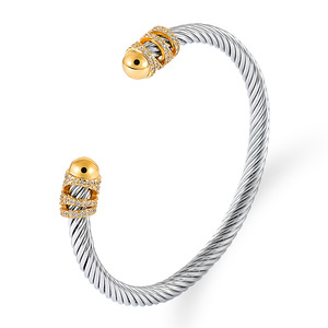 Cable de tamaño ajustable, brazalete abierto, pulsera de moda de marca de acero inoxidable inspirada en el diseñador, regalos del día de Navidad - Product Image 3