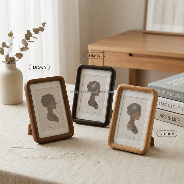 Wholesale OEM Wood Picture Frame Photo Wooden Home Decoration Mini Art Photo Frame Modern Picture Walnut Natural Photos Frame