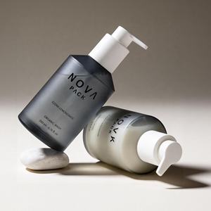 ขวดแก้วสีเทาดำขุ่นขนาด 120 มล. 200 มล. สำหรับบรรจุเจลอาบน้ำ น้ำมัน หรือโลชั่น พร้อมหัวปั๊มสีขาวแบบยาว - Product Image 2