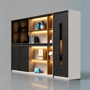 خزانة ملفات خشبية فاخرة من KMJ بتصميم أنيق مع إضاءة للاستخدام في المكتب والمنزل - Product Image 2