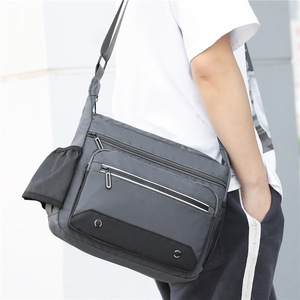 New Unisex Casual Water-Repellent Shoulder Bags Multi-Pocket Crossbody Bags with Logo Decoration Fashionable Microfiber - Product Image 3