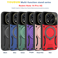 Nouvelle coque de téléphone antichoc en TPU avec protection d'objectif d'appareil photo, support rotatif et anneau magnétique pour Redmi Note 14 Pro 4G