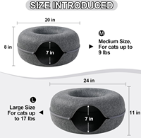 Meow Mansion Large Cat Cave Donut Bed-Lit tunnel pour chat pour grands chats jusqu'à 30lbs