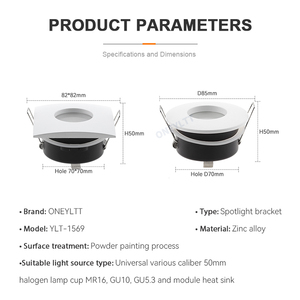 Hiện đại MR16 LED cố định Downlight GU10 Trần Spotlight Die-cast ánh sáng Nguồn <span class=keywords><strong>Bracket</strong></span> IP65 lõm Downlight khung cho trong nhà - Product Image 4