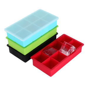 8 compartments silicone square ice <b>cube</b> whiskey ice <b>cube</b> creative square silicone ice tray with lid - Product Image 2