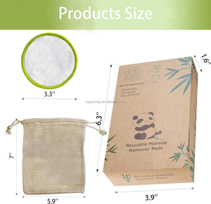 Tampons démaquillants personnalisés avec logo, doux, écologiques, en coton de bambou naturel, tampons démaquillants biologiques pour tous types de peau, tissu facial - Product Image 2