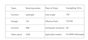 Volkswagen Passat B6/TIGUAN Audi Q5/Q3/A4/A3 xe gương chiếu hậu máy ảnh không thấm nước IP68 HD <span class=keywords><strong>CCD</strong></span> tầm nhìn góc rộng đảo ngược đến - Product Image 3