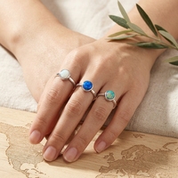Bague Ronde Vintage QX en Argent S925 pour Femme, Turquoise, Design Simple et Ouvert, Style Classique Minimaliste, Mariages, Fiançailles, Fêtes
