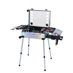 Maleta con Ruedas Profesional para Maquilladores Qihui de 22 Pulgadas con Soporte para Luz, Almacenamiento Resistente para Salón, Color Negro - Product Image 2