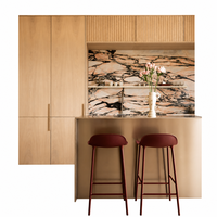 Meubles de cuisine modernes de luxe en bois cannelé, solution de mobilier sur mesure pour toute la maison, pour projets résidentiels de luxe