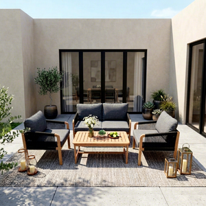Contemporary Acacia <b>Wood</b> Sofa Set (4pcs) Foldable Eco-friendly Outdoor <b>Garden</b> Villa Hotel Furniture Teak <b>Wood</b> <b>Frame</b> Wholesale - Product Image 1