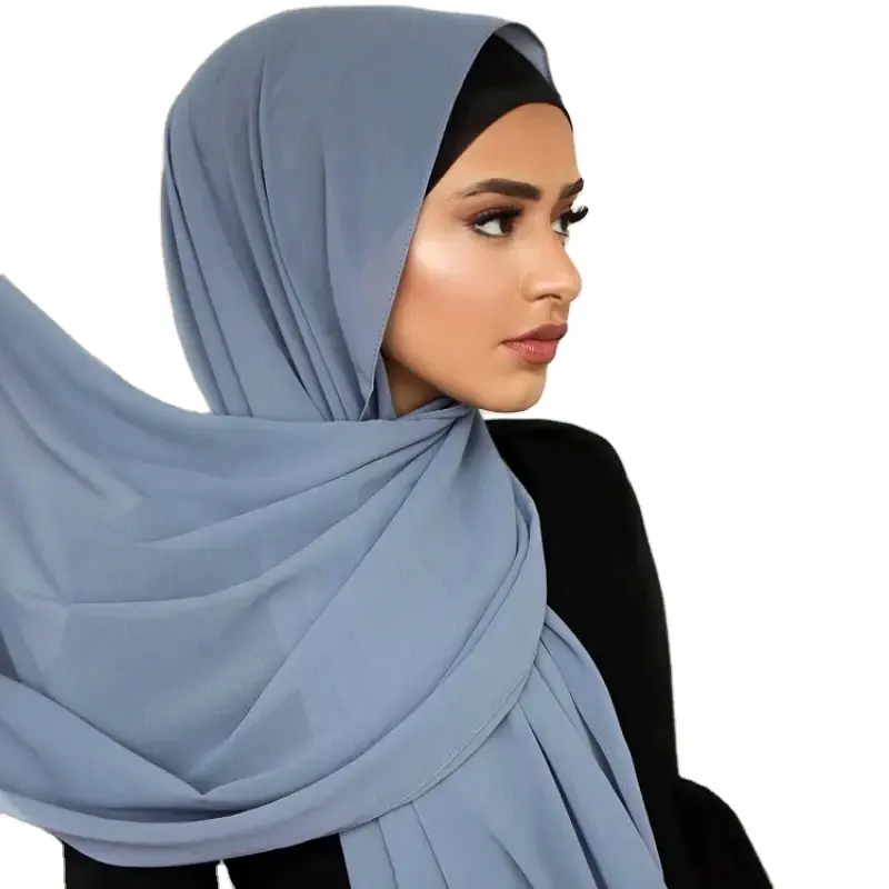 Custom Wholesale Multi Colors Solid Chiffon Hijab Scarf Muslim Long Soft Shawl Hijabs