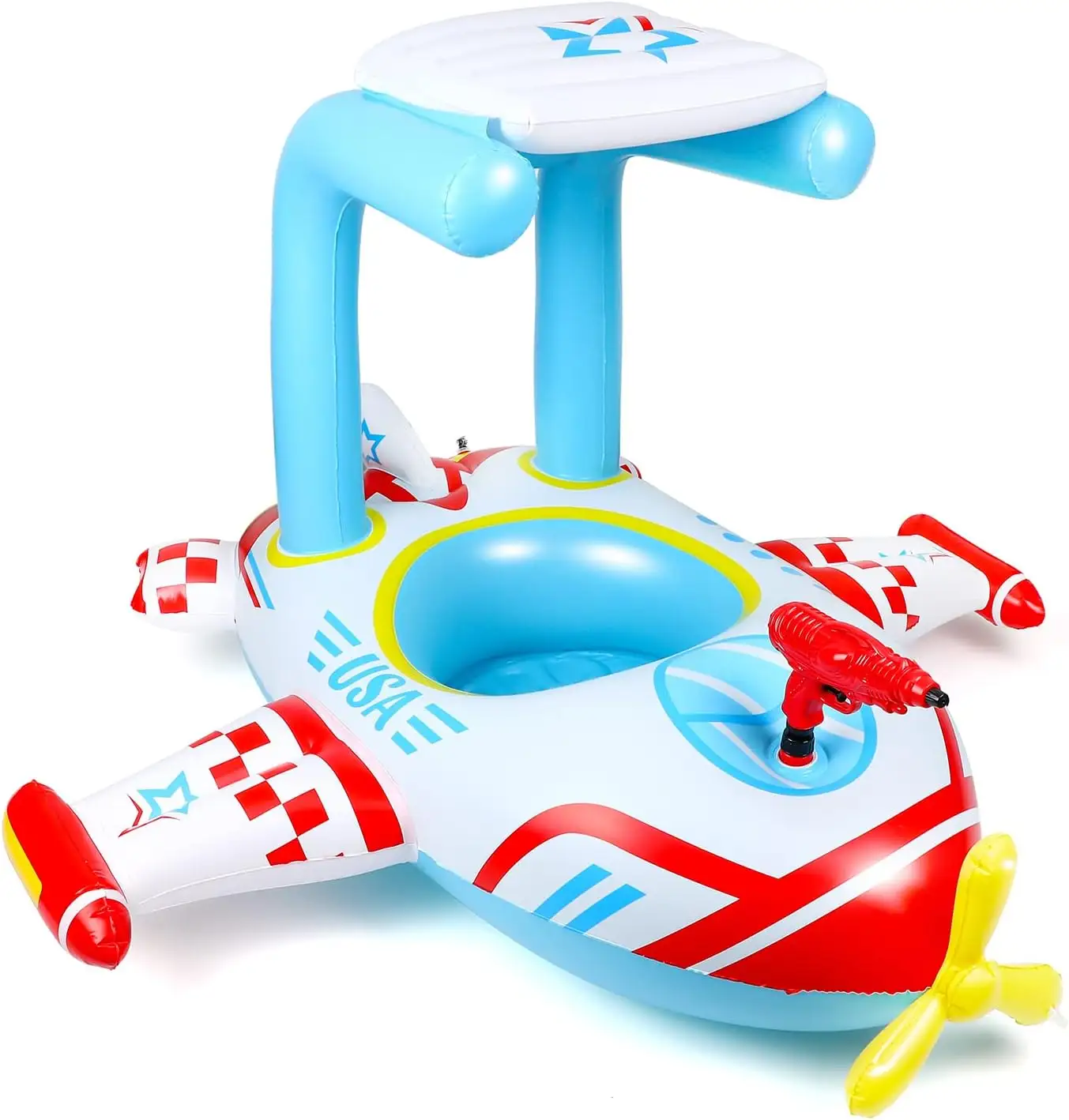 Pool-Schwimmer-Spielzeug für Kinder aufblasbares Piratenschiff Schwimmer mit integriertem Squirt-Gun dicker Pool Boot-Reiten-Spielzeug für Kinder