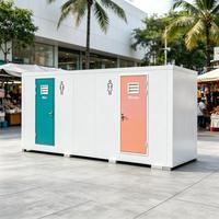 Toilettes Conteneurisées Tropicales Personnalisées en Acier Ondulé Préfabriquées, Toilettes Publiques à Double Porte pour Plage et Complexe Hôtelier Extérieur