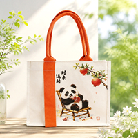 Sac à bandoulière pliable et réutilisable en toile avec longue anse, imprimé personnalisé motif panda kawaii, en gros, en stock HUIMEI