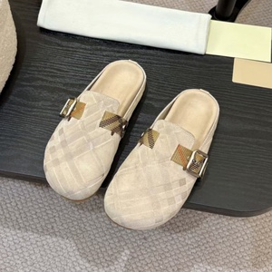 Chaussons plats en daim personnalisés pour femmes sans talons, chaussures Bocken avec sangle à carreaux réglable, chaussures décontractées pour l'extérieur. - Product Image 5