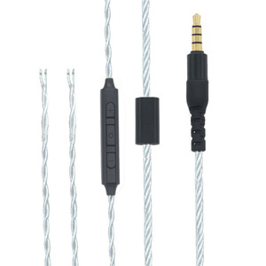 4 Strand Silver Plated Headphone <b>Cable</b> With Mic 3.5 Mm Connector Adjustable For DIY Audio Use - Product Image 5