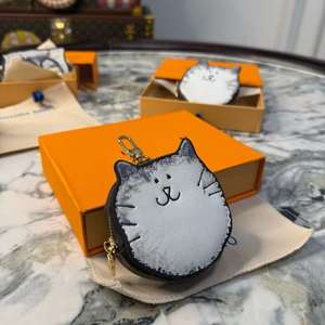 Coffrets cadeaux, porte-monnaie mignon en forme de chat, pochette à fermeture éclair en cuir avec porte-clés pour femmes et enfants, cadeaux de Noël, d'anniversaire, de mariage - Product Image 2