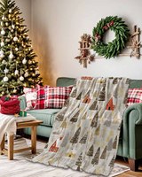 Plaid en flanelle de Noël imprimé à carreaux, confortable, 50 x 60 pouces, en gros, pour l'hiver, en sherpa