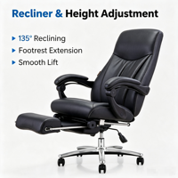 Chaise de bureau extra large 500 lbs, robuste, avec assise extra large et rembourrage épais, chaise de bureau de direction avec repose-pieds