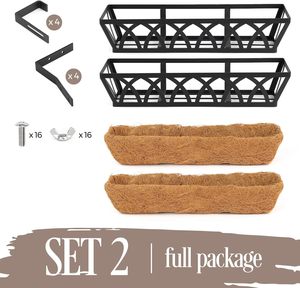 YULIN JIAFU Metal Chrome Plated Heavy Duty Window Box Railing Adjustable <strong>Brackets</strong> <strong>Hanging</strong> Flower Planter <strong>Basket</strong> Coco Liner - Product Image 6