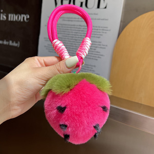 Llavero de Peluche de Conejo Rex Hecho a Mano de 9 cm, Colgante de Fresa, Juguete de Peluche Popular, Colgante para Bolsa de Libros - Product Image 6