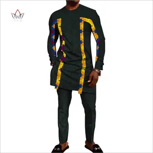 Bazin Riche african wax prints fabric ankara two-pieces set for men africa ethnic clothing