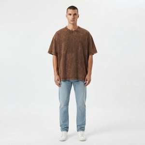 Custom Vintage Acid Wash Front Logo Stone Short Sleeve Solid Breathable Heavyweight 100% Cotton <b>T</b>-<b>Shirt</b> Men <b>Women</b> <b>Black</b> Silk - Product Image 1