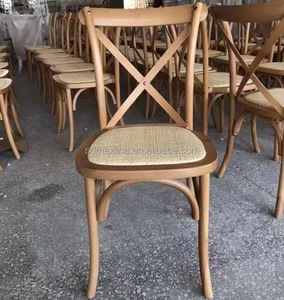 Chaise de salle à manger empilable <span class=keywords><strong>en</strong></span> bois de ferme au design vintage, idéale pour les mariages et banquets <span class=keywords><strong>en</strong></span> vignoble, avec dossier croisé - Grande Vente - Product Image 3
