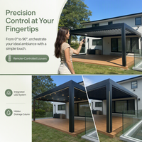 Pergola de balcon extérieure en aluminium robuste, à commande manuelle, résistante au vent, isolante thermiquement, tailles personnalisables