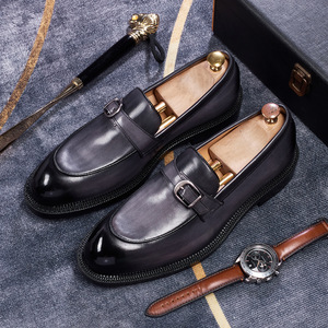 Chaussures Oxford à bout carré pour homme, confortables, décontractées, en cuir véritable, faites à la main, nouveau style, tendance - Product Image 2