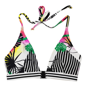 Maillot de bain brésilien dos nu sexy avec imprimé tropical réglable ensemble de bikini pour femme haut <span class=keywords><strong>Trikini</strong></span> col en V à licou maillot de bain - Product Image 6