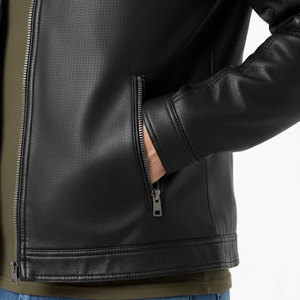 Chaqueta de Cuero de Alta Calidad para Hombre, Estilo Deportivo Casual, Abrigo de Invierno Cálido, Duradero y a la Moda, con Cuello Alto - Product Image 6