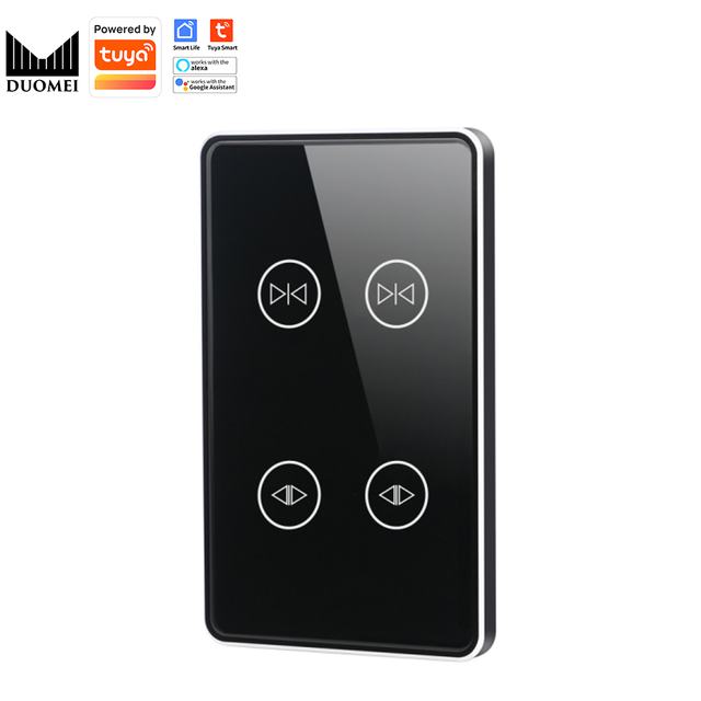 DUOMEI US Standard Smart Home WiFi Switch Tuya Zigbee Double Curtain Glass Touch Aluminum Alloy Frame Alexa Sockets Wall Switch