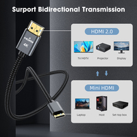 Câble Mini HDMI vers HDMI plaqué or 1,5 m 4K 60Hz, cordon de connexion vidéo et audio haute définition pour appareil photo numérique, caméscope, tablette