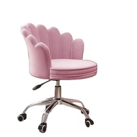 Chaise de loisirs moderne pour salon de salon Fauteuil en velours à coque pivotante Chaise de bureau rose à roulettes